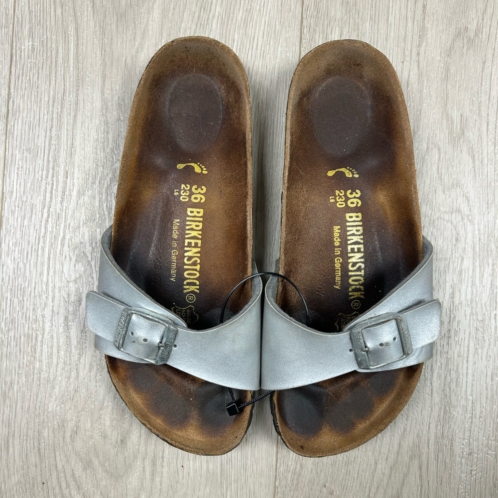 Birkenstock Madrid Silver Slide Sandals